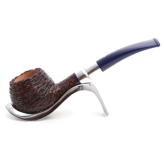Savinelli Eleganza Rusticata 315 hanga gyökér pipa 9mm filterrel, kék csutorával és enyhén hajlított szárral - Savinelli Eleganza