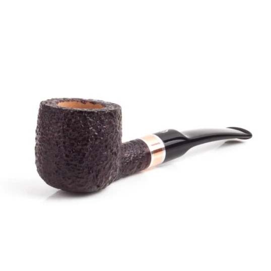 Savinelli Marte Rusticated 121 hanga gyökér pipa 9mm-es filterrel, fekete színű csutorával és hajlított nyerges szárral - Savinelli Marte