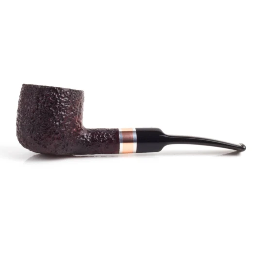 Savinelli Marte Rusticated 121 hanga gyökér pipa 9mm-es filterrel, fekete színű csutorával és hajlított nyerges szárral