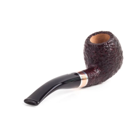 Savinelli Marte Rusticated 626 hanga gyökér pipa 9mm-es filterrel, fekete színű csutorával és hajlított szárral