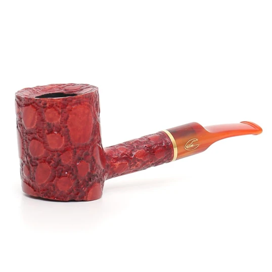 Savinelli Alligator Rossa 311 hanga gyökér pipa 9mm filterrel - Piros színű csurgatott szopókával és enyhén hajlított szárral - Savinelli Alligator