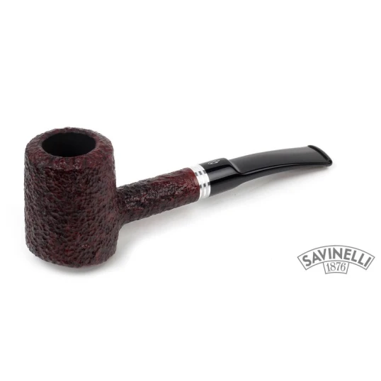 Savinelli Bianca Rusticated 310 hanga gyökér pipa 9mm filterrel - Fekete csutorával és enyhén hajlított szárral - Savinelli Bianca