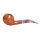 Savinelli Colombina Liscia Naturale 673 hanga gyökér pipa 9 mm filterrel, kék-piros-fehér mintázatú akril enyhén hajlított szárral - Savinelli Colombina