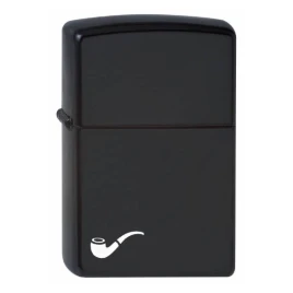 Zippo benzines pipagyújtó fekete pipa motívummal, matt fekete