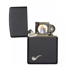 Zippo benzines pipagyújtó fekete pipa motívummal, matt fekete