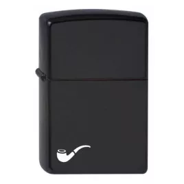 Zippo benzines pipagyújtó fekete pipa motívummal, matt fekete