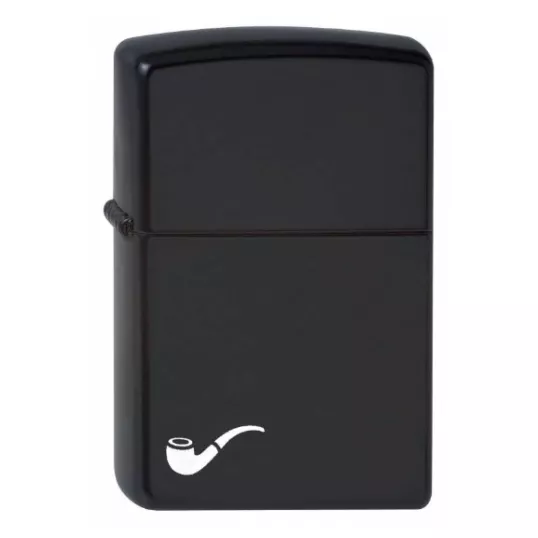 Zippo benzines pipagyújtó fekete pipa motívummal, matt fekete
