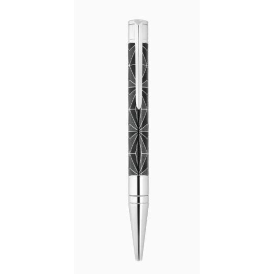 S.T. Dupont Initial golyóstoll Fire X fekete és króm színű - vonalmintával - Noir/Chrome - S.T. Dupont D-Initial