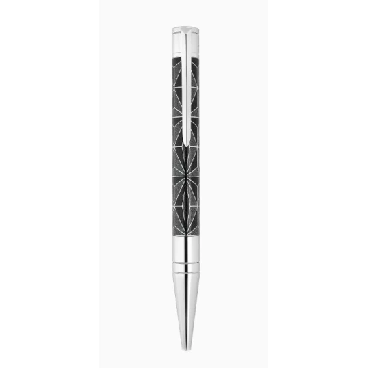 S.T. Dupont Initial golyóstoll Fire X fekete és króm színű - vonalmintával - Noir/Chrome