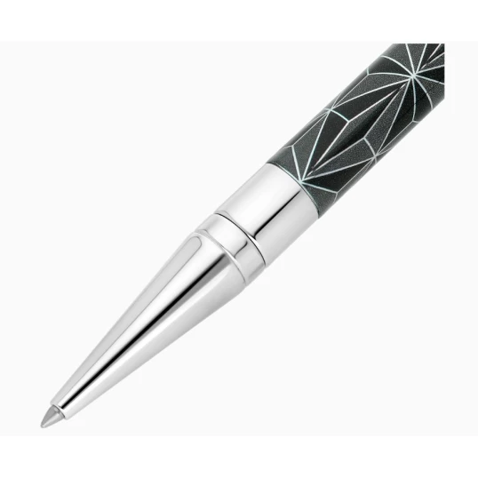 S.T. Dupont Initial golyóstoll Fire X fekete és króm színű - vonalmintával - Noir/Chrome
