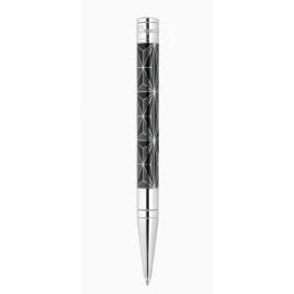 S.T. Dupont Initial golyóstoll Fire X fekete és króm színű - vonalmintával - Noir/Chrome