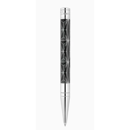 S.T. Dupont Initial golyóstoll Fire X fekete és króm színű - vonalmintával - Noir/Chrome