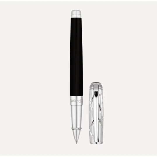 S.T. Dupont Line D Fire Lines rollerball toll Medium – fekete természetes lakkal, palládium bevonattal
