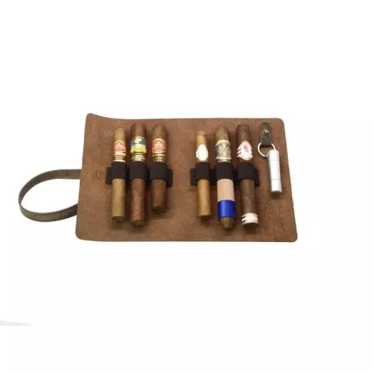 Adorini Cigar Roll bőr szivartartó – 6 szivarhoz, barna