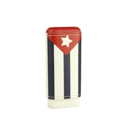 Adorini Cuban Flag valódi bőr szivartok, kubai zászló mintával, 2–3 szál szivar részére - Bőr szivartok