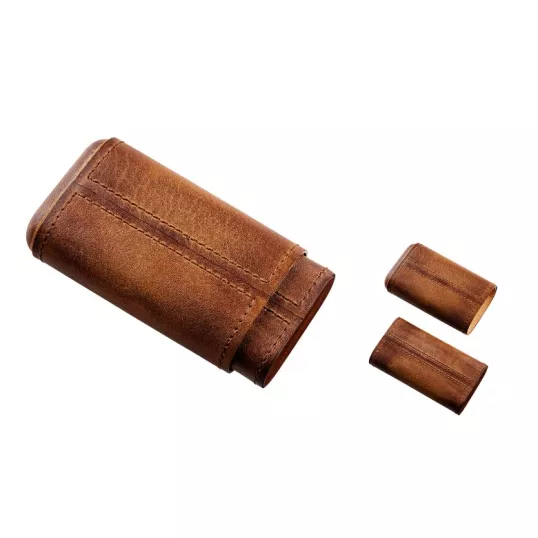Angelo bőr szivartok eredeti cédrusfa béléssel 3 szivar részére - antik barna - Nemzeti Dohányboltok és szivar szaküzletek számára