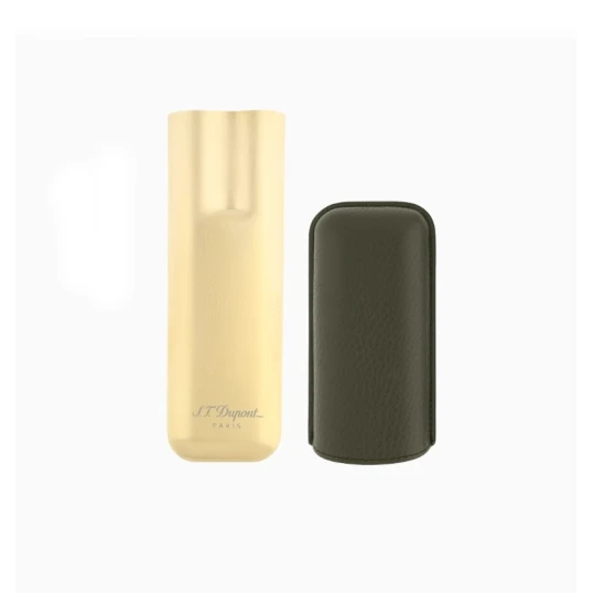S.T. Dupont Khaki Grained & Gold dupla szivartartó tok 2 szivar részére - S.T. Dupont szivartok - Cigar Universe