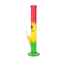 Super Heroes Jamaica színátmenetes üveg bong fekete levél mintával – 35,5 cm, 18 mm