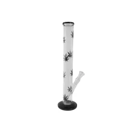 Átlátszó üveg bong fekete cannabis levél mintával – 41 cm