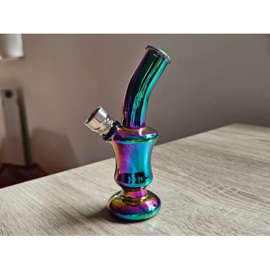 Szivárvány színű mini üveg bong – 12 cm - 2 - Bongok és kiegészítők