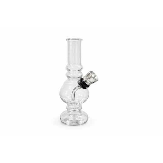12 cm-es átlátszó üveg mini bong fémszűrővel - 1 - Bongok és kiegészítők