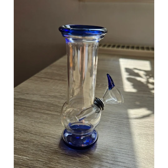 Mini üveg bong – kék színű, 12 cm - Bongok és kiegészítők