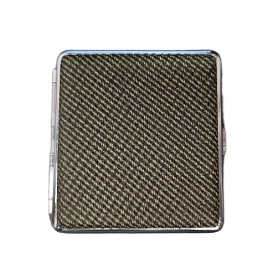 Olívazöld fonott mintázatú cigarettatárca 20 szál 8,5 cm-es cigarettához