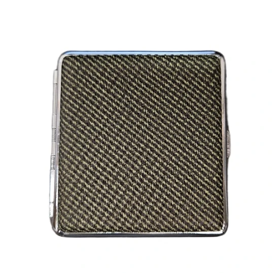 Olívazöld fonott mintázatú cigarettatárca 20 szál 8,5 cm-es cigarettához