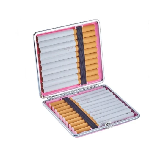 Rózsaszín fém cigarettatárca, 20 szál cigarettának - 4