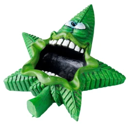 Cannabis levél formájú tengeri csillag hamutartó zöld színben