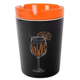 Kerámia szélálló hamutartó narancssárga tetővel – Orange Liqueur minta