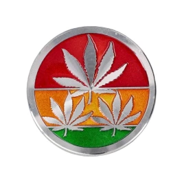 Rasta mintás 4 részes fém dohányőrlő – ezüst, 5 cm