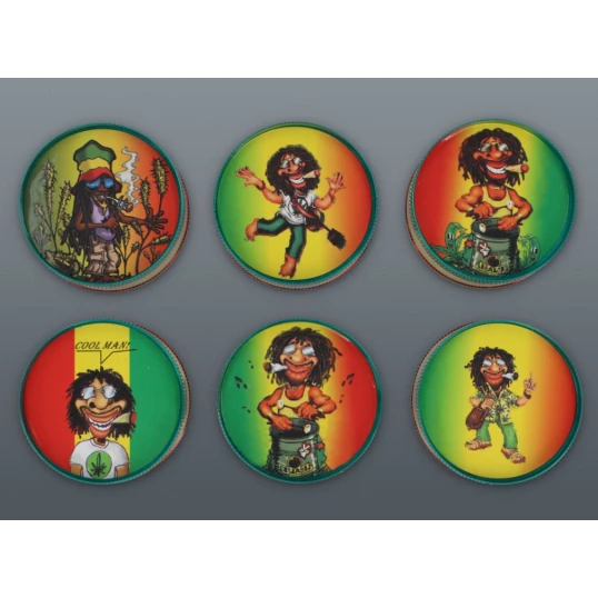 3 részes fém rasta figura mintás dohányőrlő - 4