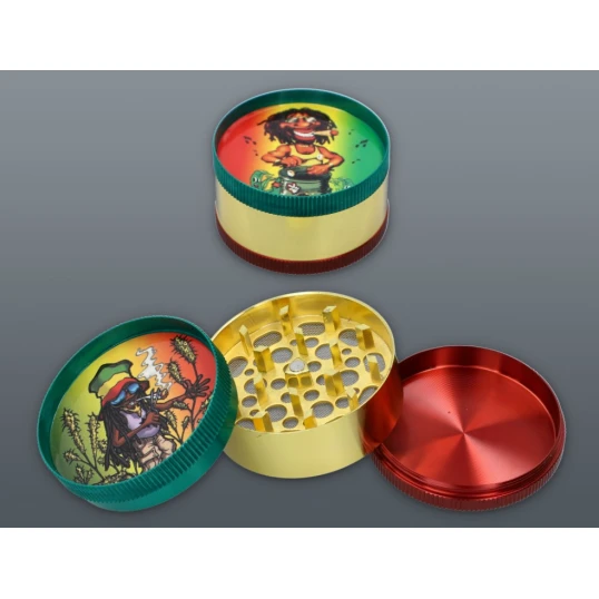 3 részes fém rasta figura mintás dohányőrlő - 4