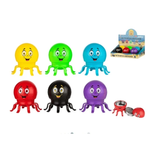 Super Heroes Octopus műanyag daráló – kék polip, 3 részes, mágneses - Grinderek, dohány őrlők