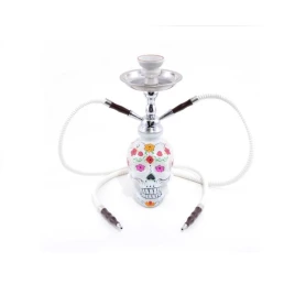 Atomic La Catrina Shisha 2 csöves vízipipa 45 cm – fehér, koponya mintás