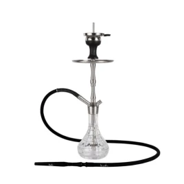 Fekete és króm színű vízipipa átlátszó víztartállyal 50 cm - 1 csöves
