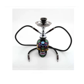 Atomic La Catrina Shisha 2 csöves vízipipa 45 cm – fekete, koponya mintás