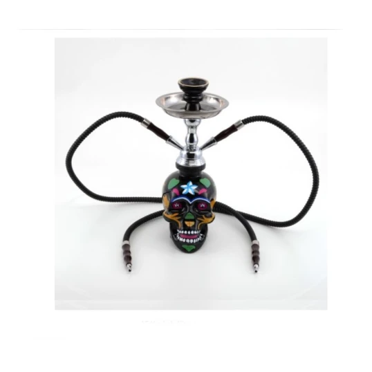Atomic La Catrina Shisha 2 csöves vízipipa 45 cm – fekete, koponya mintás - Több csöves vízipipa