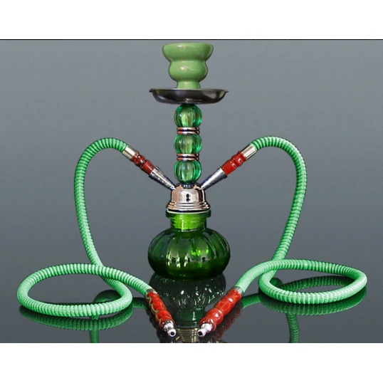 Hookah kisméretű zöld színű shisha - 2 csöves - 28 cm - Több csöves vízipipa
