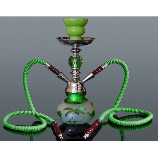 Hookah Camel kisméretű zöld színű shisha - 2 csöves - Több csöves vízipipa