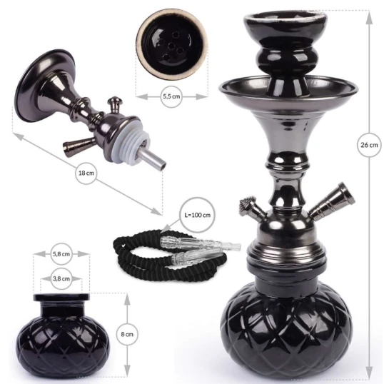Hookah fekete vízipipa 1 csöves 26 cm