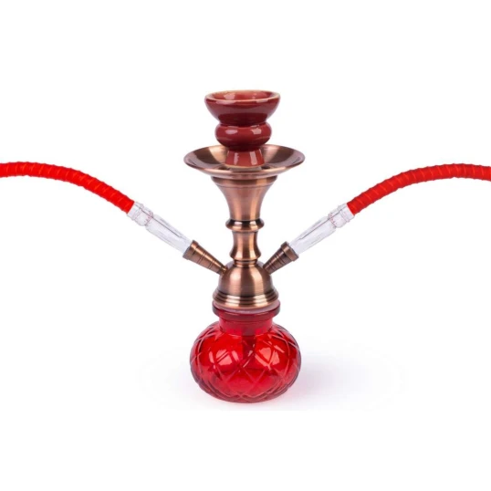 Hookah piros vízipipa 2 csöves 25,5 cm - Több csöves vízipipa