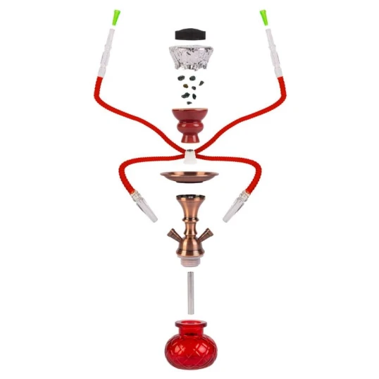 Hookah piros vízipipa 2 csöves 25,5 cm