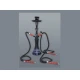 Fekete színű shisha sötétkék mintás víztartállyal - 3 csöves - Több csöves vízipipa