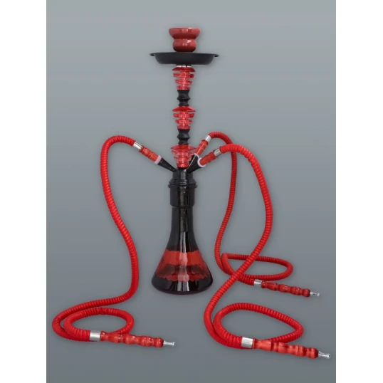 Hookah fekete - piros vízipipa 3 csöves 53 cm - Több csöves vízipipa