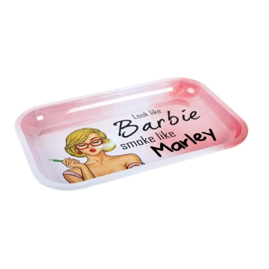 Nagyméretű sodrótálca – rózsaszín Barbie mintával, alumínium - Rolling tray