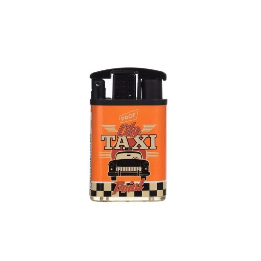 Narancssárga színű újratölthető öngyújtó jet lánggal - Taxi Point felirattal