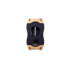 Colibri V-Cut Brushed Gold, nemesacél pengéjü ék szivar vágó 23mm - szálcsiszolt arany