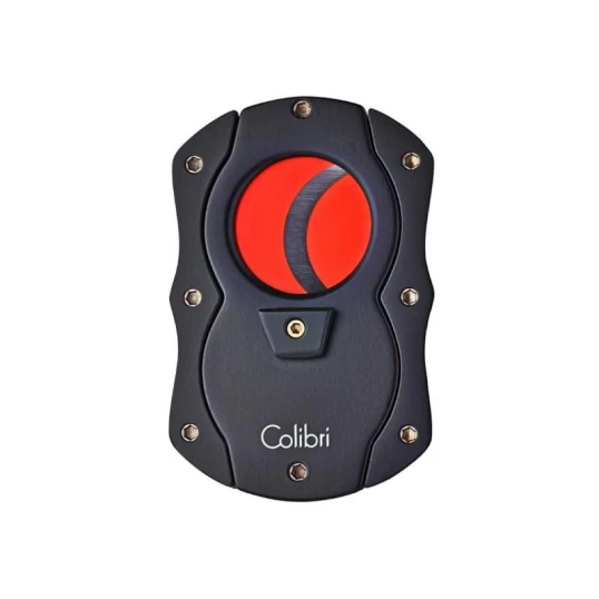 Colibri Cut fekete pillangó szivarvágó, piros színű tapadás mentes nemesacél pengével - 25mm - Colibri pillangó szivarvágók